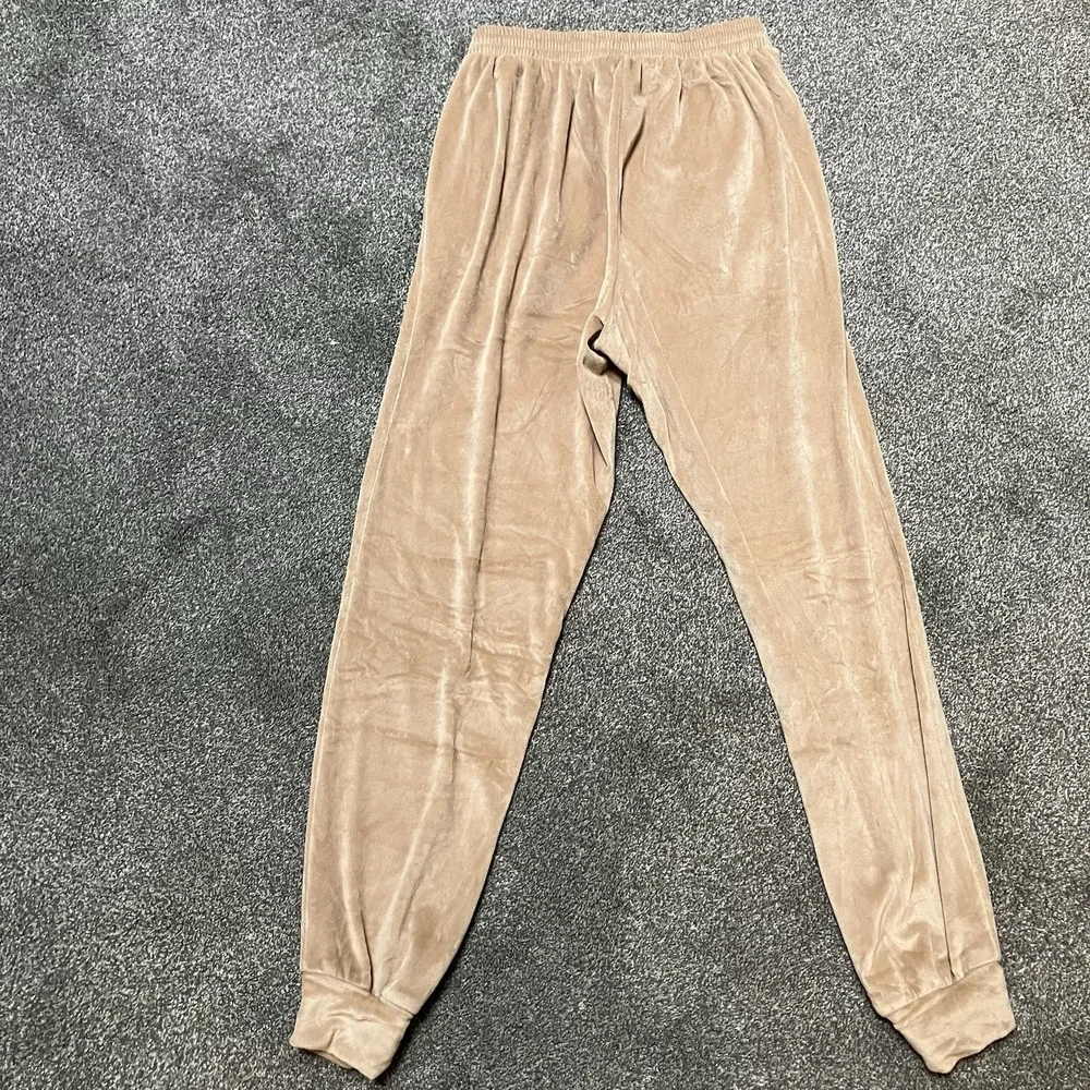 SKIMS Velour Jogger Pants Tan Beige Tall S Elastic Waist Zipper Pockets Lounge